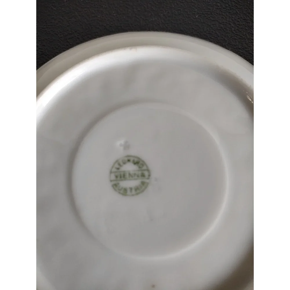 Antique Leonard Vienna Austria Hand Painted Tea Cup Saucer Lavender Floral